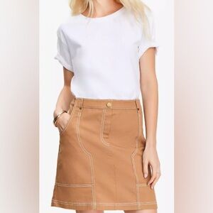 Loft Dress -Tan & White Mixed Media Mini Dress/Size 8